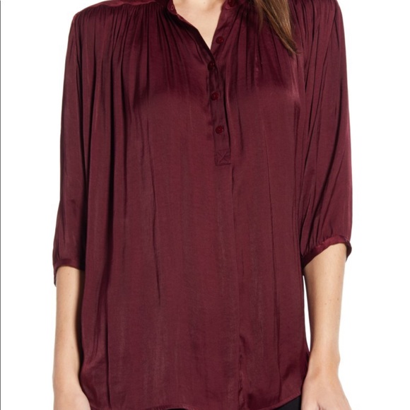 burgundy satin blouse